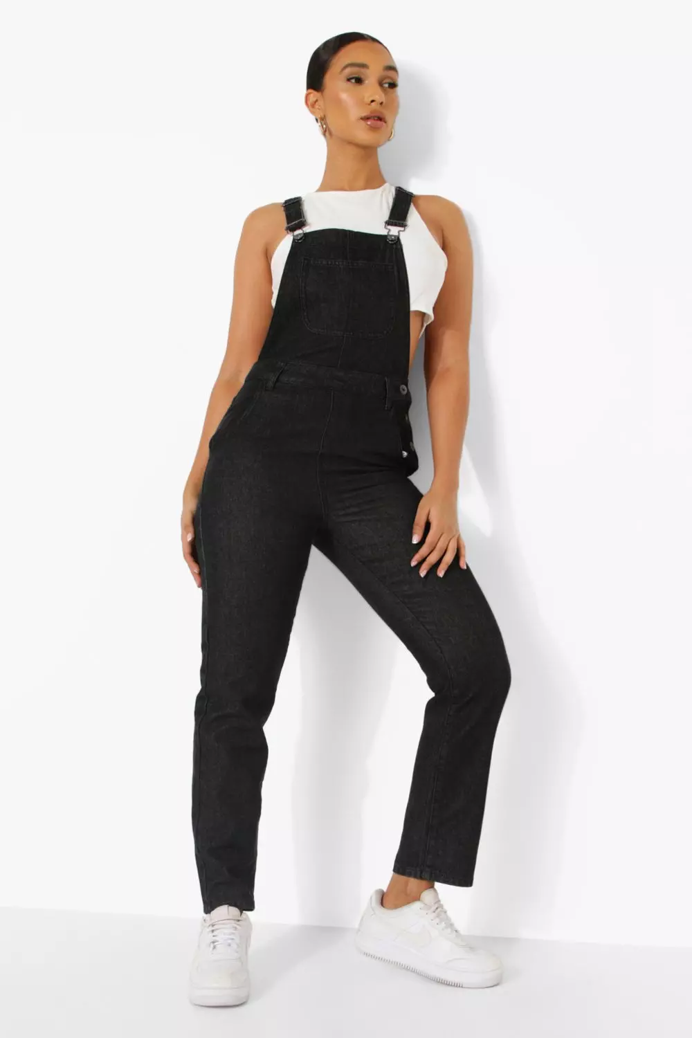 Long black dungarees shop